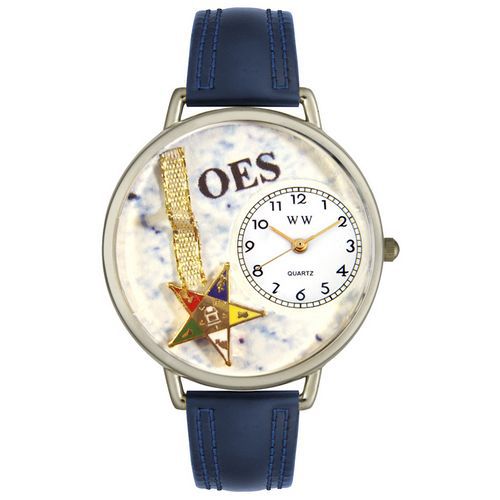 Order of the Eastern Star Navy Blue Leather And Silvertone Watch #U0710010