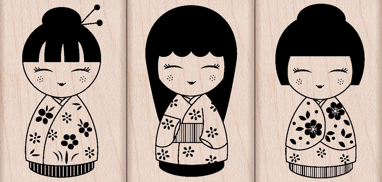Hero Arts Mounted Rubber Stamp Set-Three Japanese Dolls at Kmart.com
