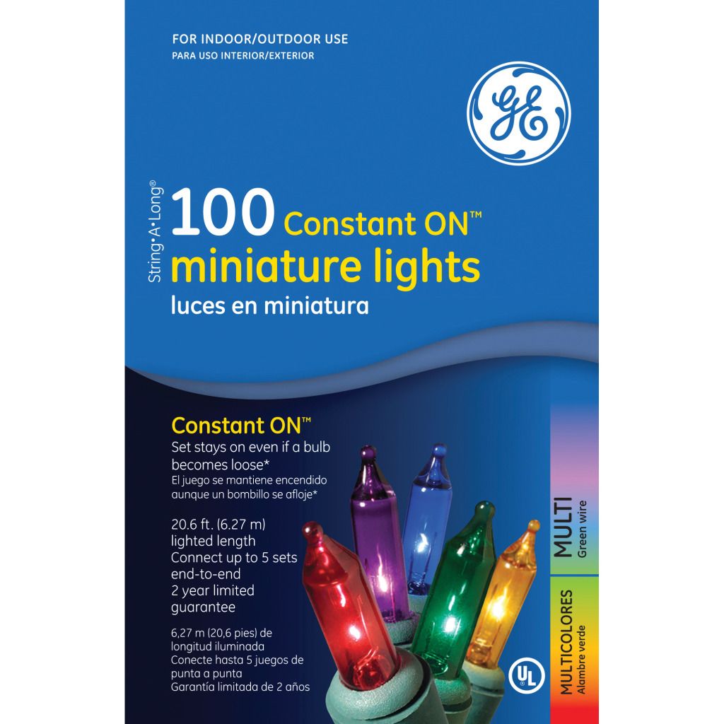 General Electric ConstantON 100ct Incandescent Christmas Light String Set Multi Color - Seasonal ...