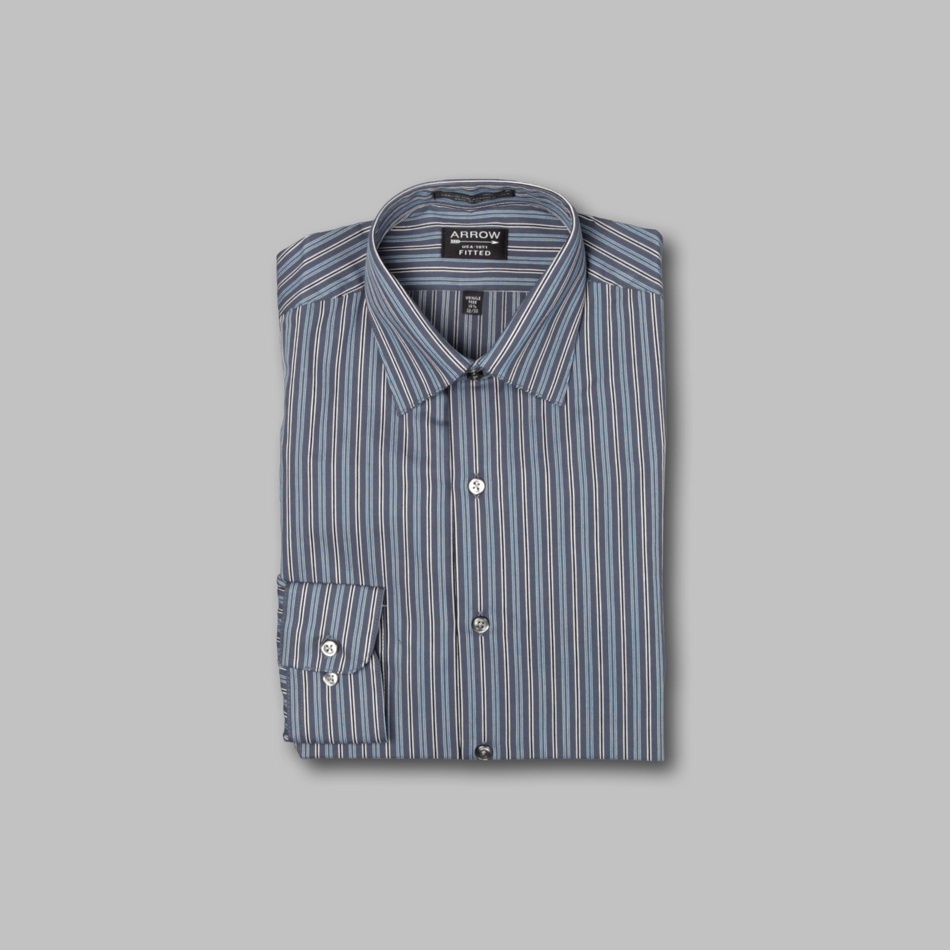 Arrow Men’s Dress Shirt Classic Fit Long Sleeve – Gray/Teal Stripe at mygofer.com