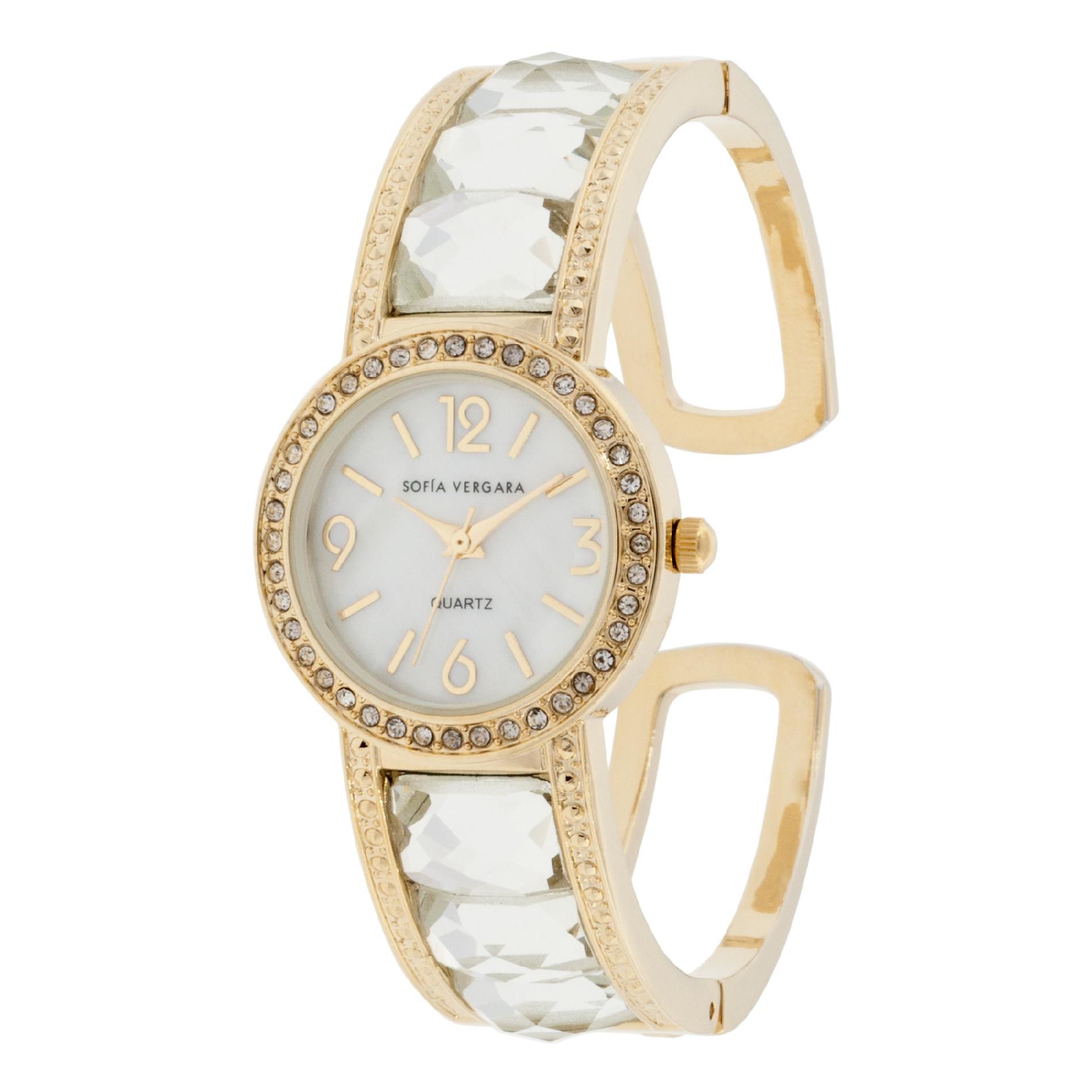 Sofia by Sofia Vergara Ladies Crystal Accent Gold Dial with Gold Tone Hinged Bangle Watch at Kmart.com