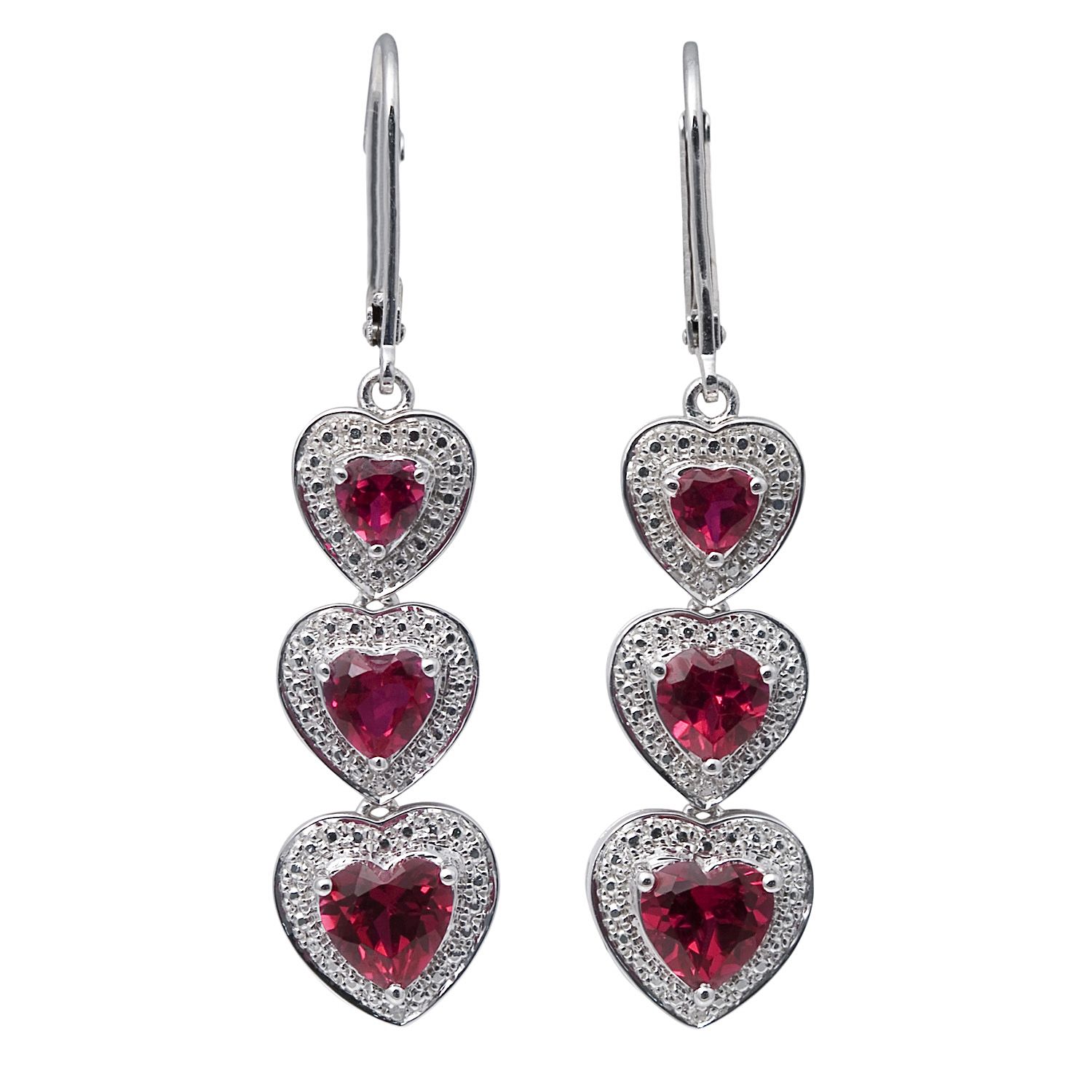 Sterling Silver Lab Created Ruby Heart Earring at Kmart.com