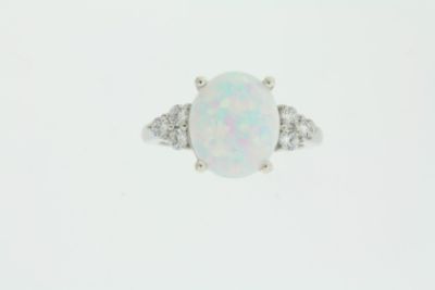 Lab Created Opal Sterling Silver Oval Ring