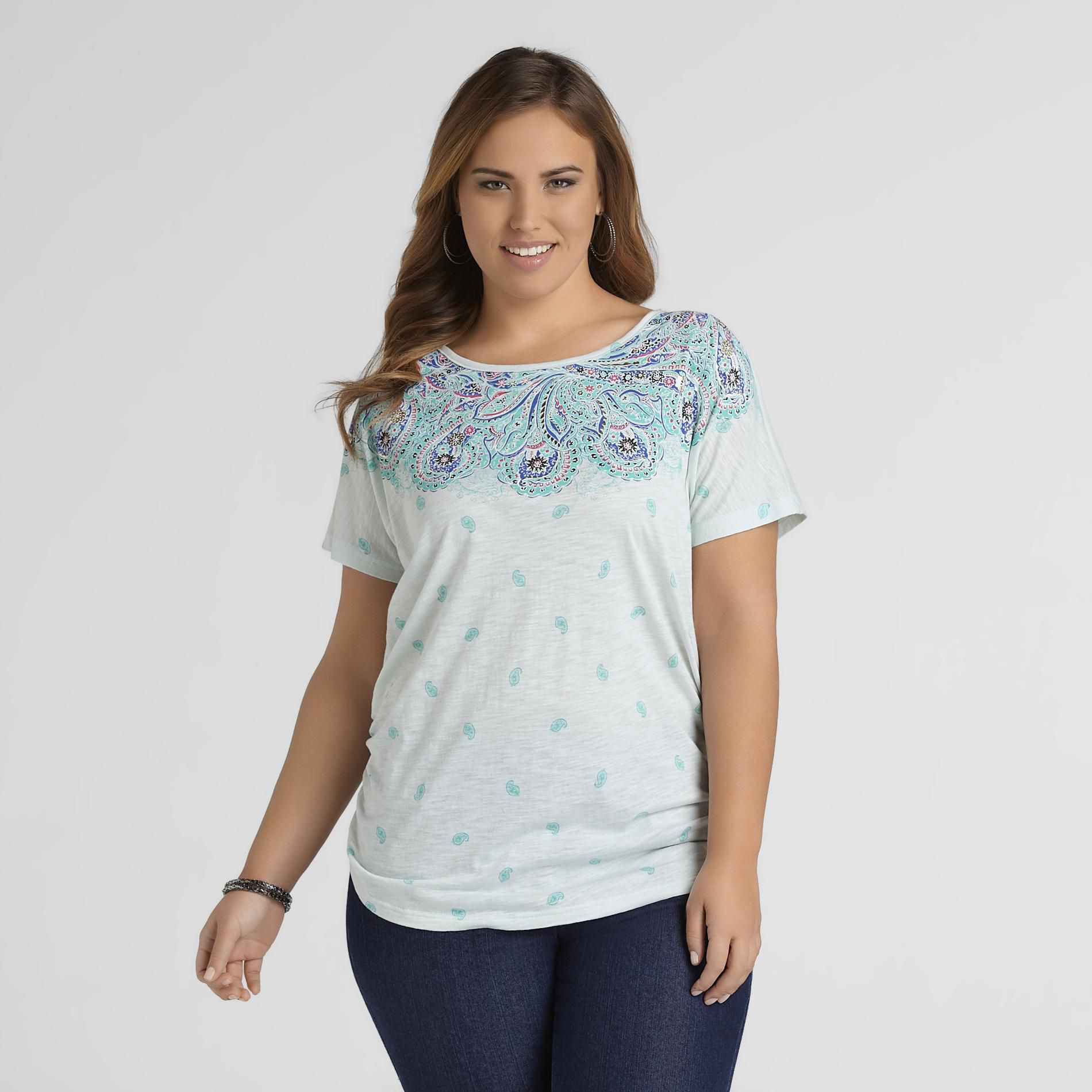 Beverly Drive Women's Plus Knit Top - Paisley at Sears.com