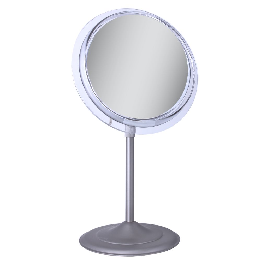 Single sided surround light pedistal vanity mirror 5X magnification