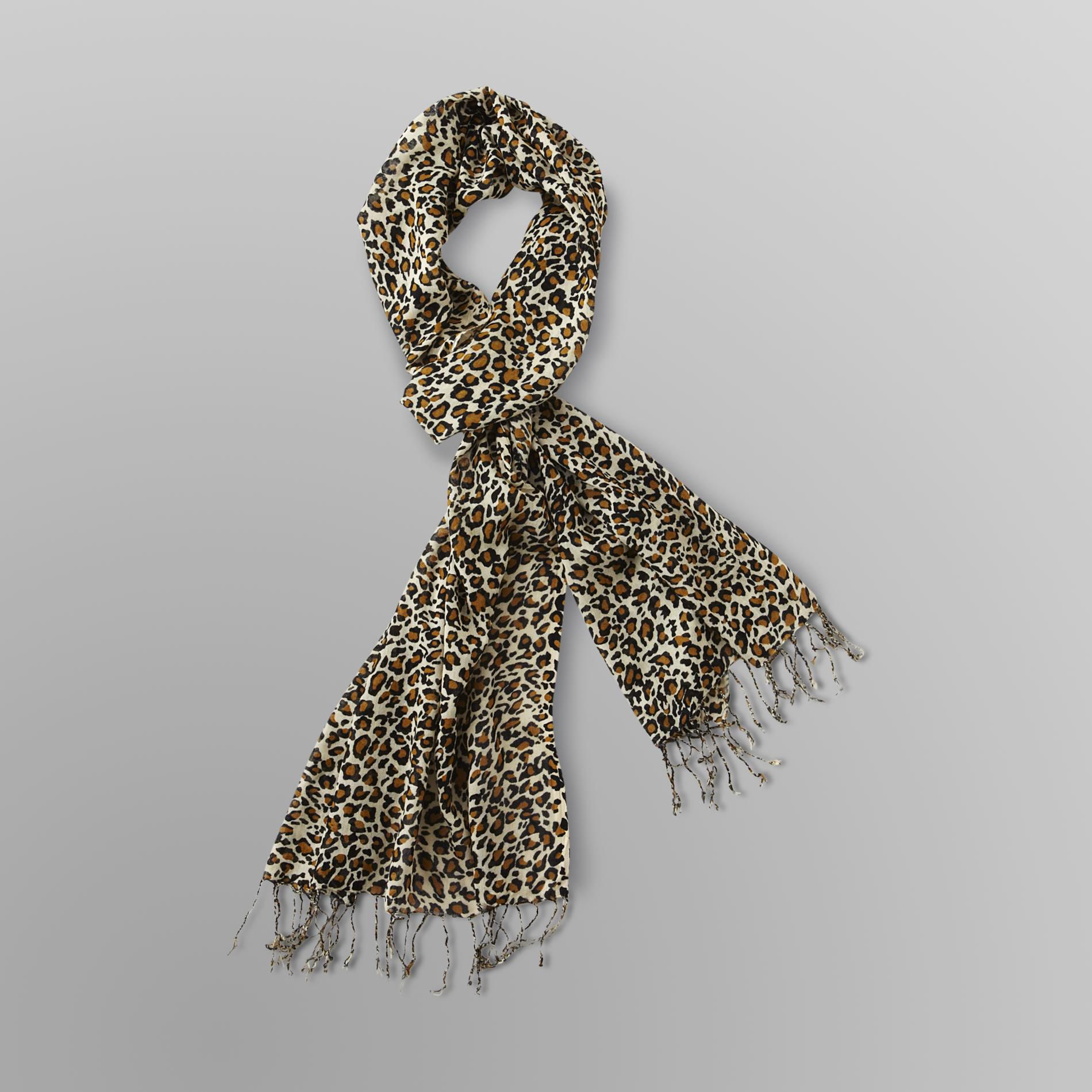 Featherweight Fringed Scarf - Animal Print at Sears.com