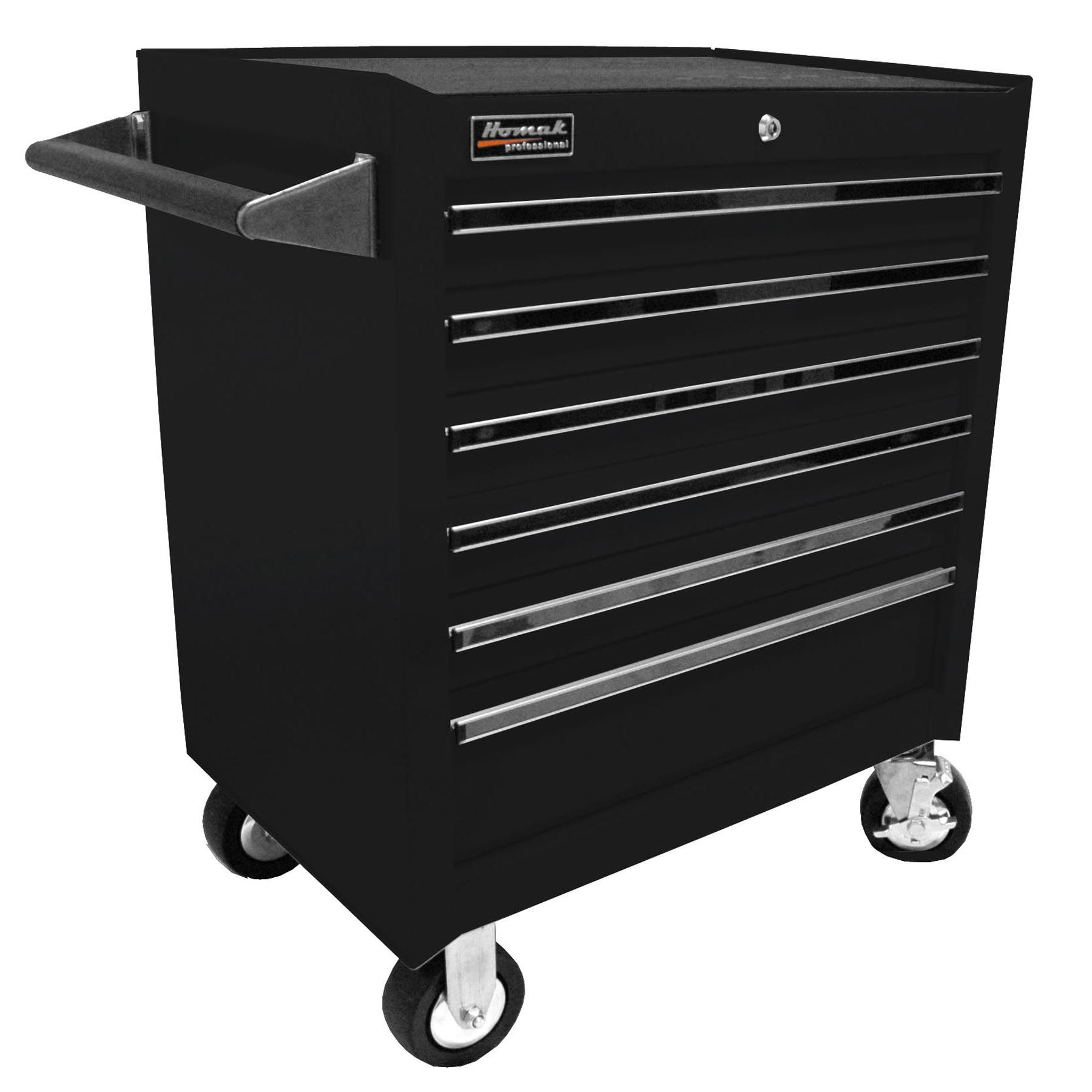 Homak 27 in Professional 6 Drawer Rolling Cabinet - Black