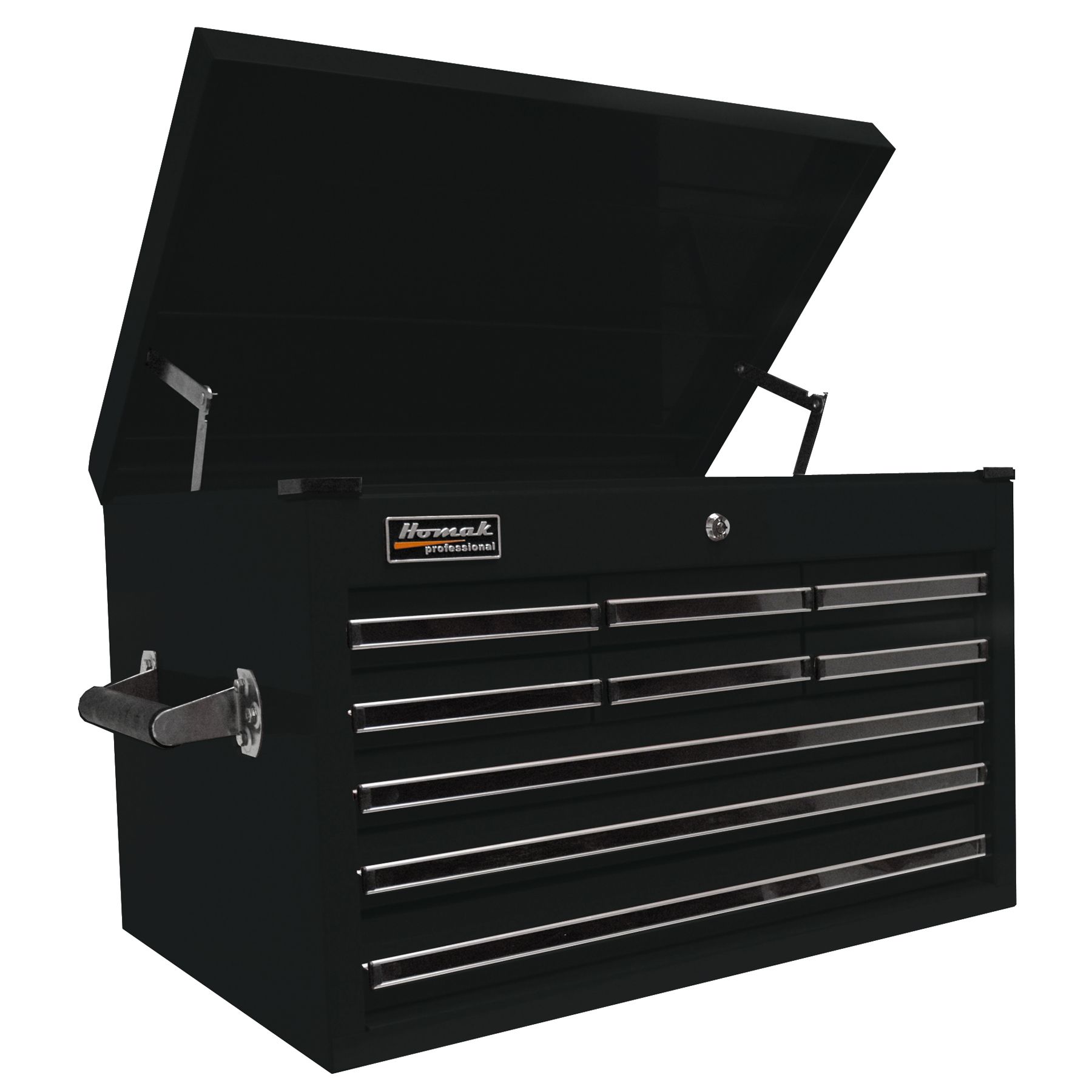 Homak 27 Professional Black 9 Drawer Extended Top Chest - Black