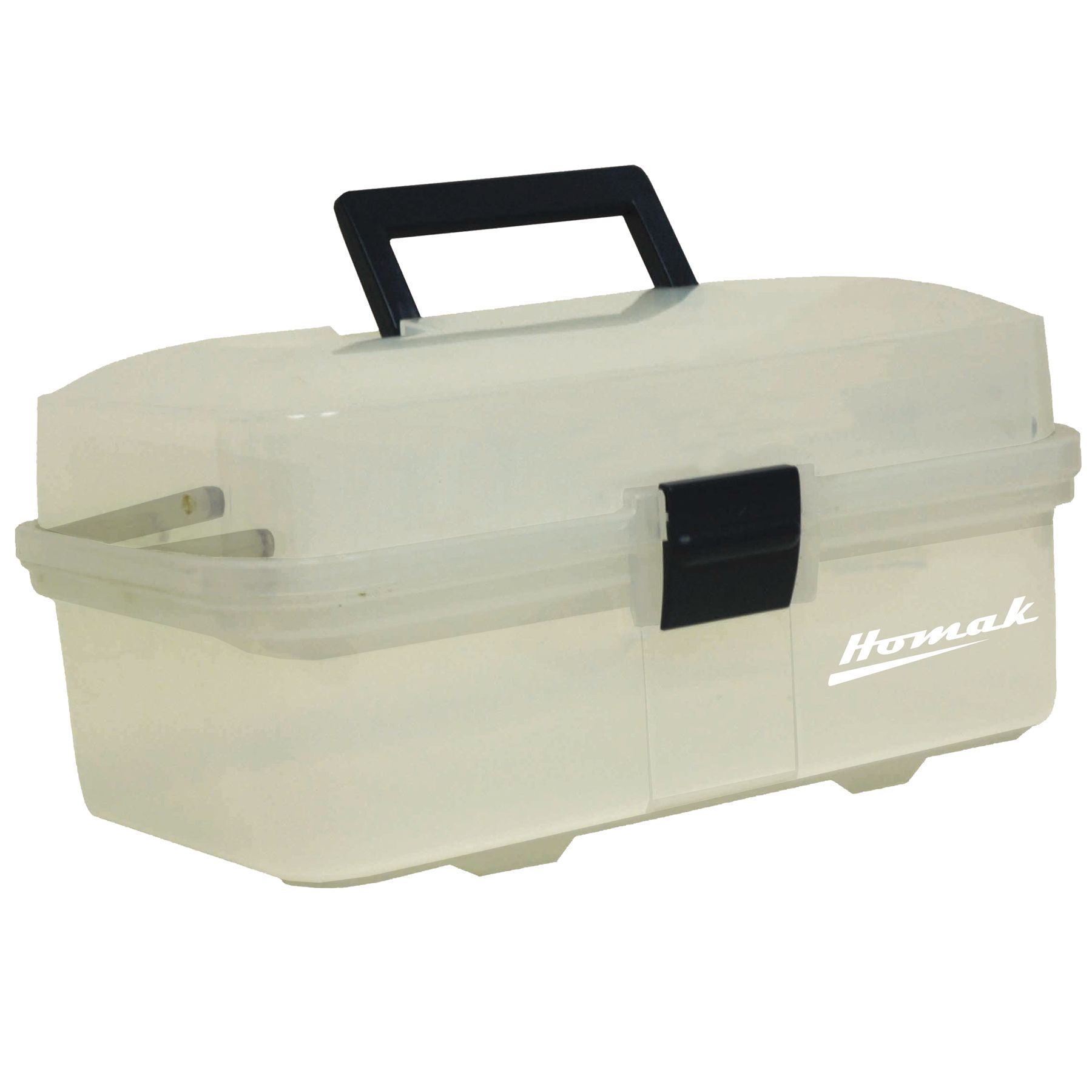 Homak 13in Plastic Transparent Toolbox w/ 2 Tray Tier