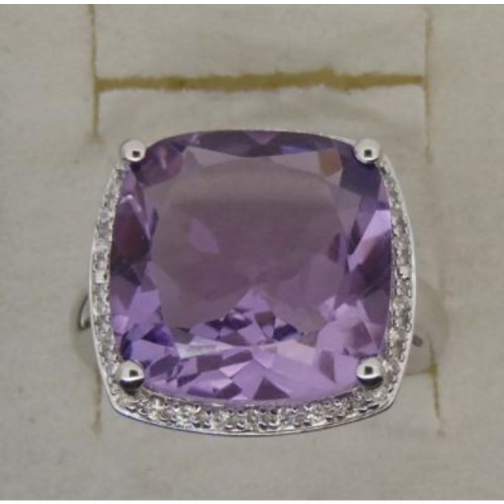 9.75 Cttw. Pink Amethyst & White Zircon Sterling Silver Ring
