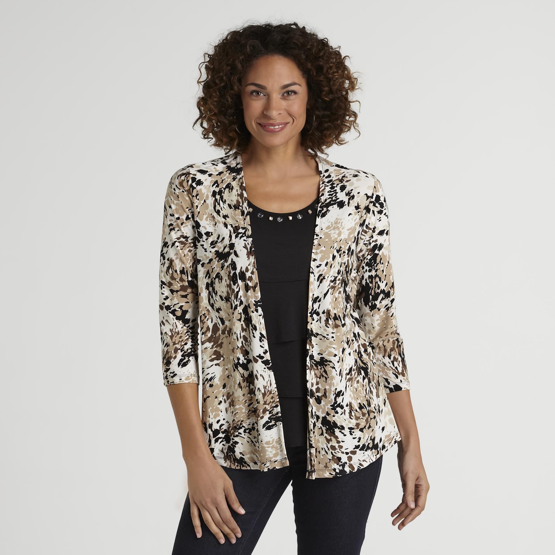 Sag Harbor Women's Layered Cardigan - Floral at Sears.com
