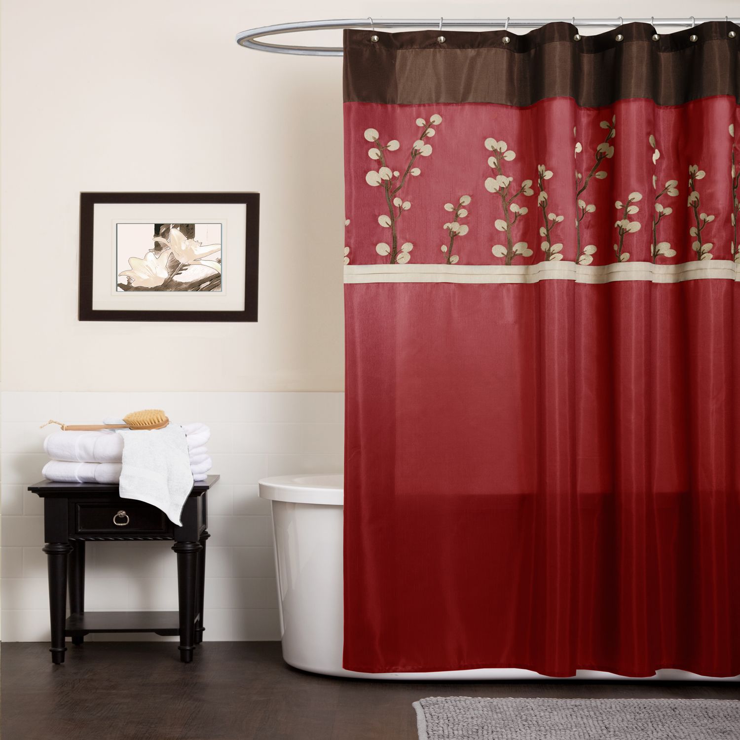 Cocoa Flower Red Shower Curtain