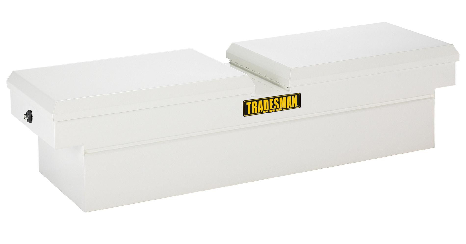 Tradesman TPSTG581PB 70-Inch 16-Gauge Steel Push Button Gull Wing Cross Bed Truck Tool Box  White