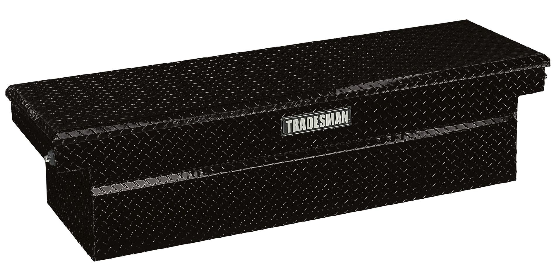 Tradesman TALF2870PBBK 70-Inch Aluminum Push Button Full Lid Cross Bed Truck Tool Box  Diamond Plated  Black