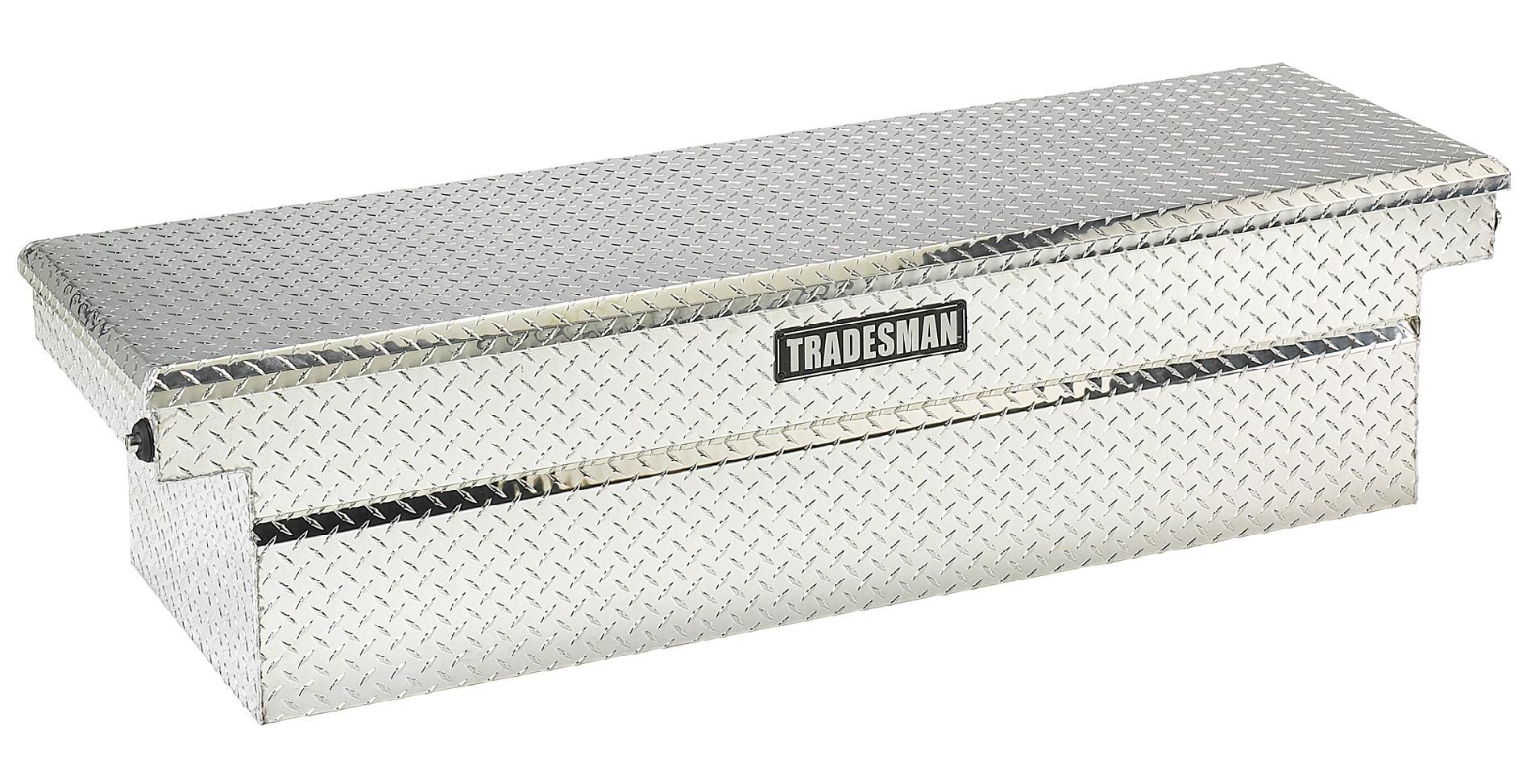 Tradesman TALF2870PB 70-Inch Aluminum Push Button Full Lid Cross Bed Truck Tool Box  Diamond Plated  Silver