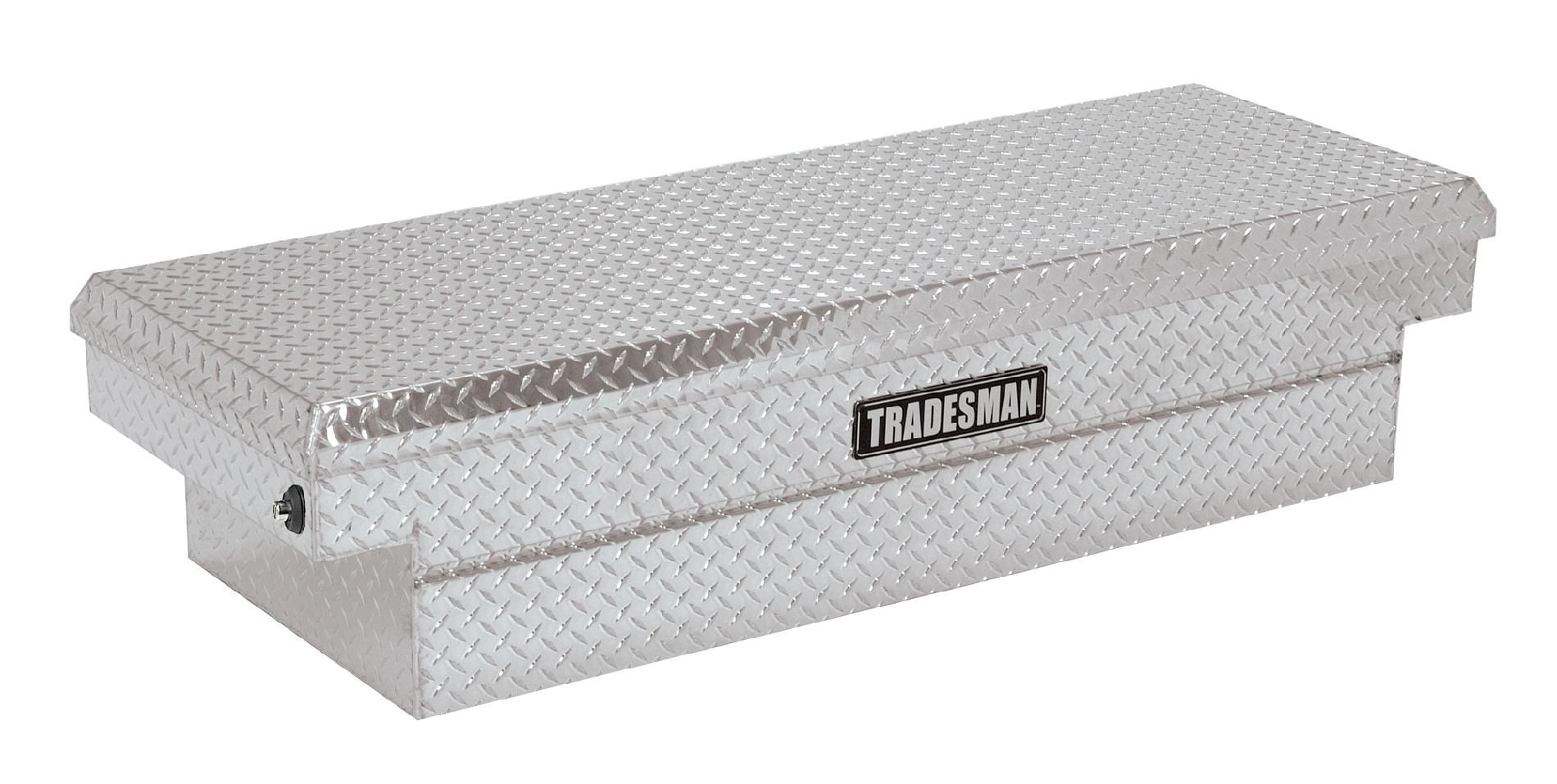 Tradesman TALF567PB 67-Inch Aluminum Push Button Full Lid Cross Bed Truck Tool Box  Diamond Plated  Silver