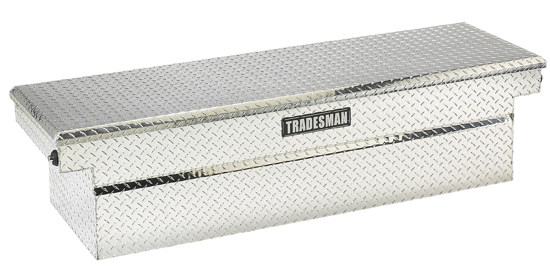 Tradesman TALF568DPB 60-Inch Aluminum Deep Well Push Button Cross Bed Truck Tool Box  Diamond Plated  Silver