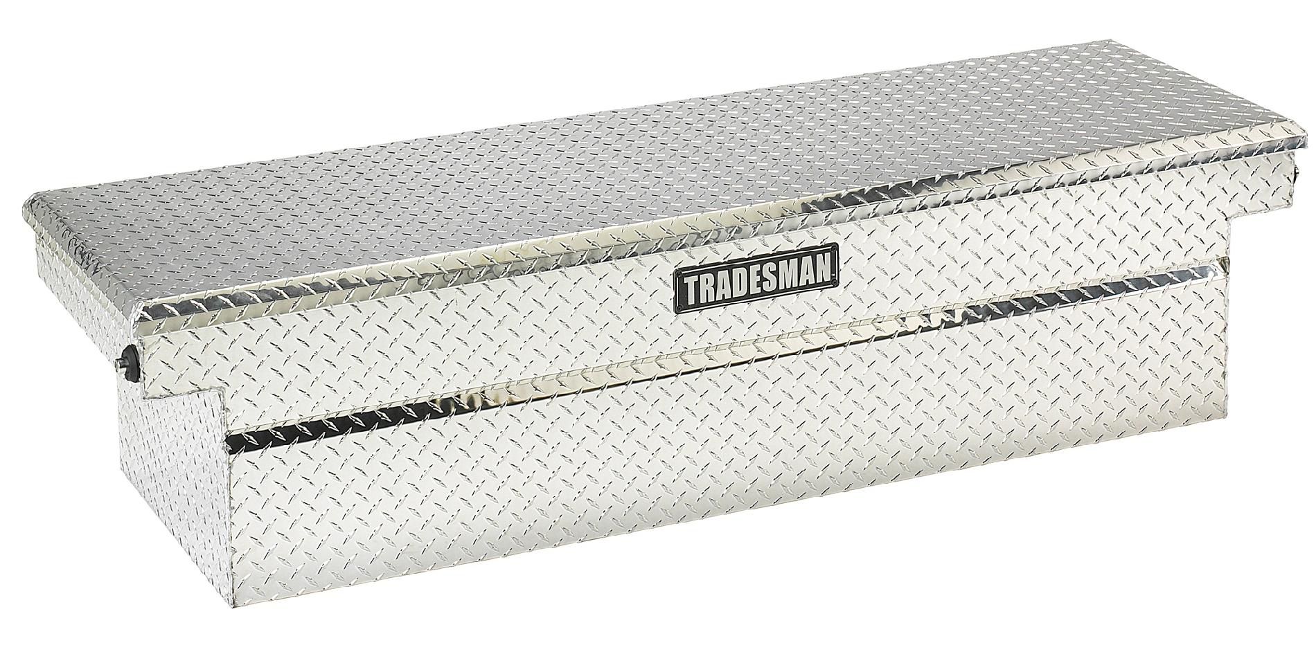 Tradesman TALF591PB 71-Inch Aluminum Push Button Full Lid Cross Bed Truck Tool Box  Diamond Plated  Silver