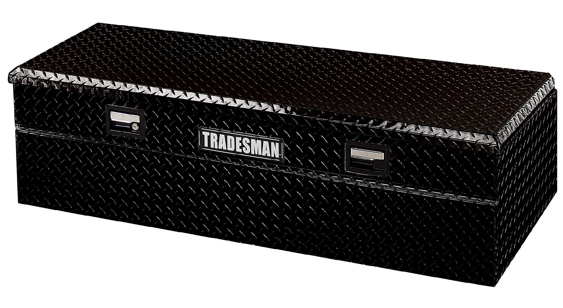 Tradesman TAWB47WBK 48-Inch Aluminum Wide Flush Mount Single Lid Truck Tool Box  Diamond Plated  Black
