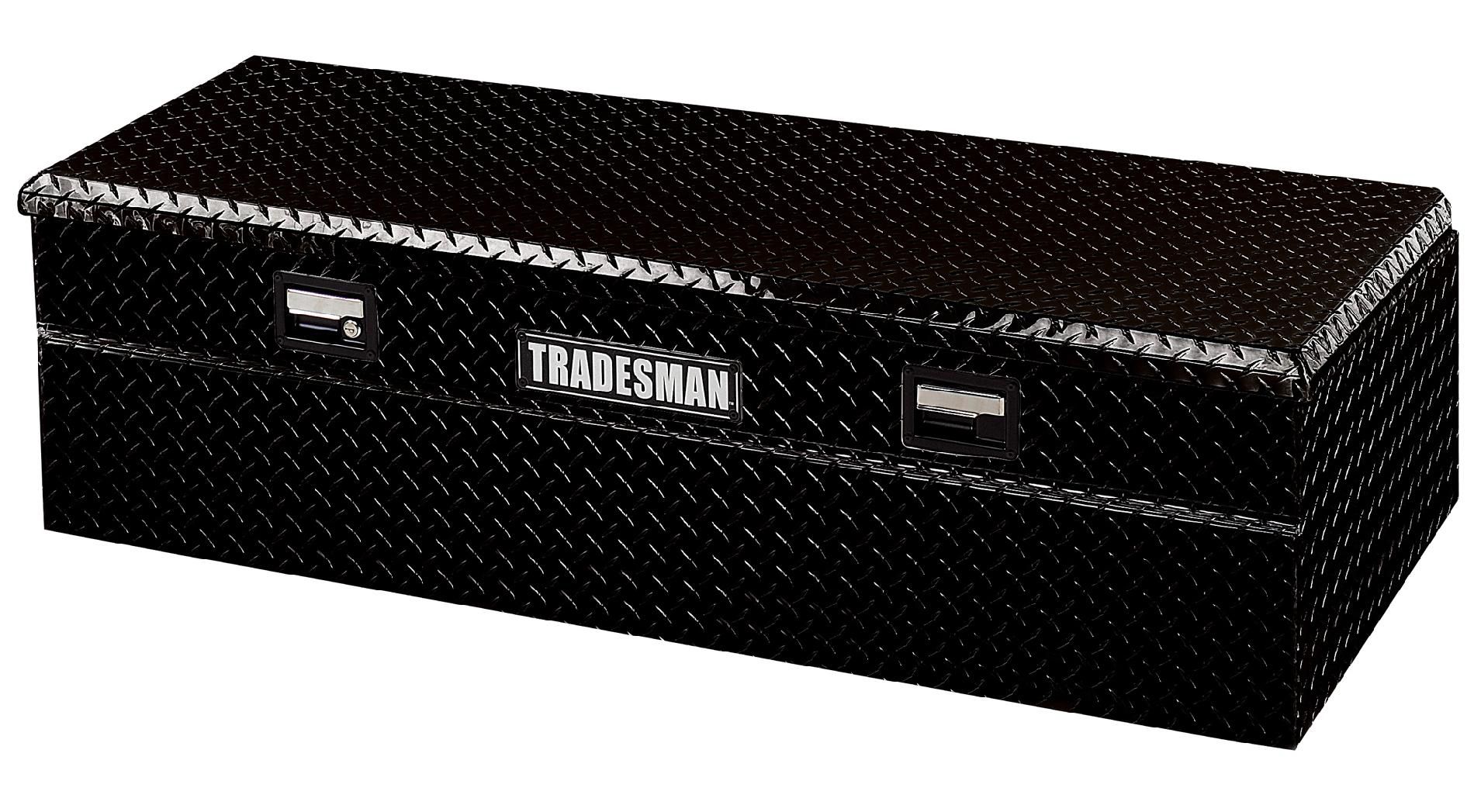 Tradesman TAWB56WBK 56-Inch Aluminum Wide Flush Mount Single Lid Truck Tool Box  Diamond Plated  Black