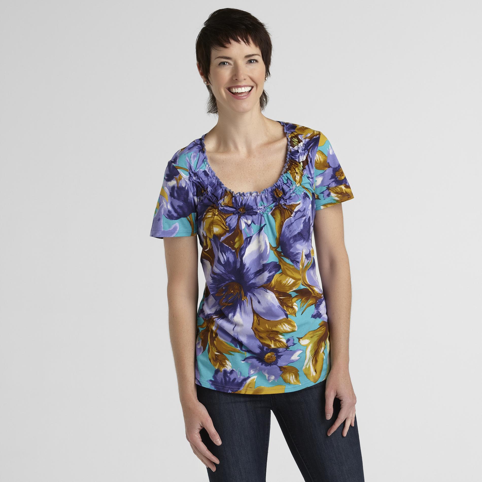 CJ BREEZE Women's Ruffle T-Shirt - Floral at Kmart.com