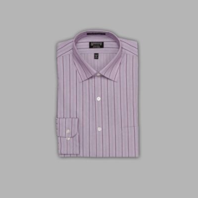 Arrow Men’s Shirt Fitted Long Sleeves Front Pocket Spread Collar Striped Plum at mygofer.com