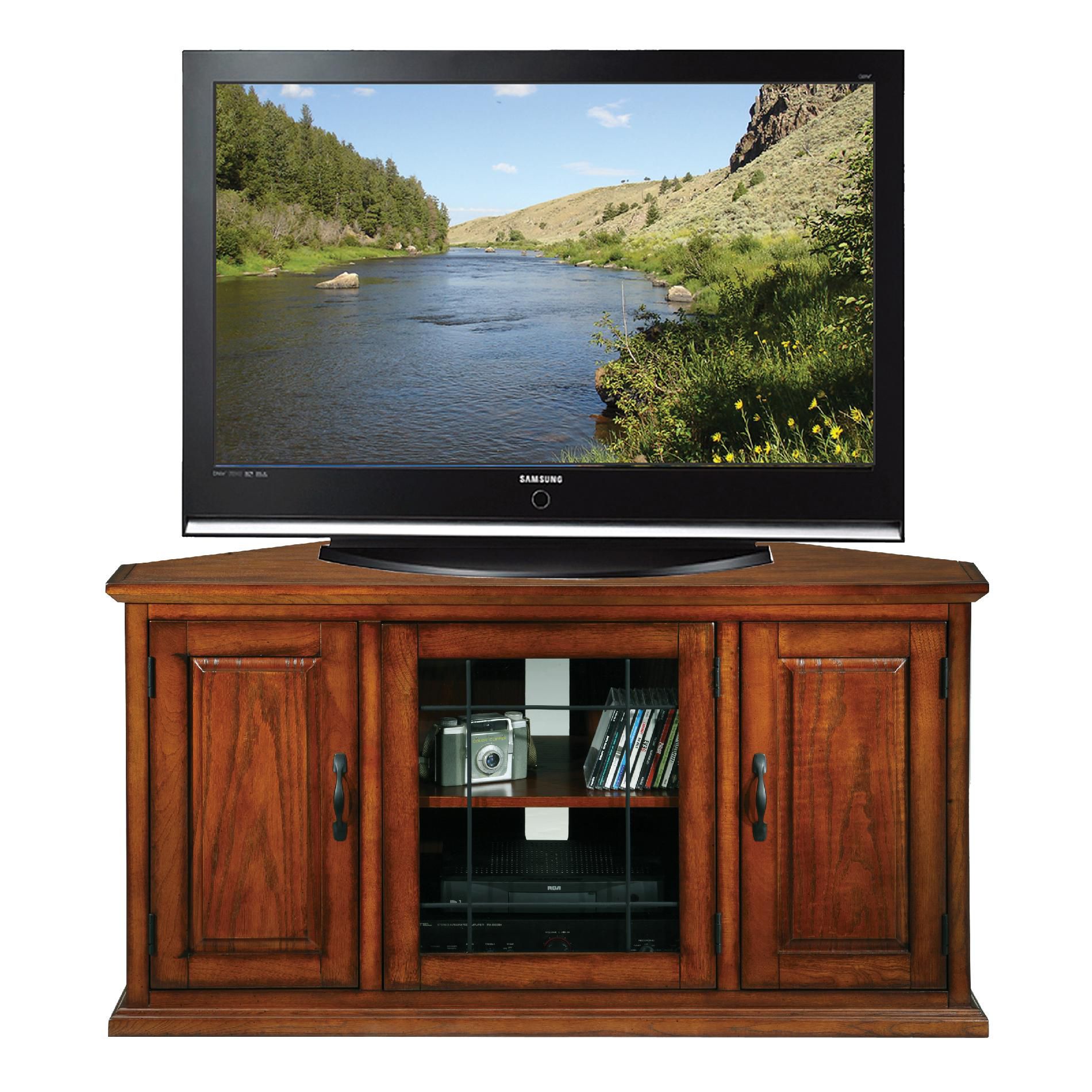 Leick Riley Holliday Leaded Glass 50" Corner TV Stand - Burnished Oak Finish at Sears.com