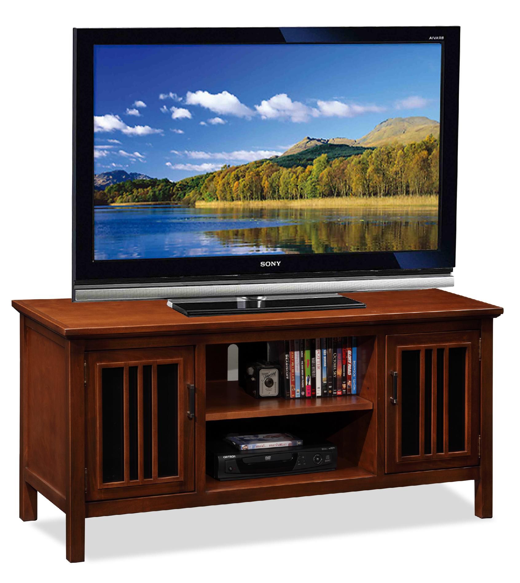 Riley Holliday 50" TV Stand with Storage - Amber Cherry with Black 