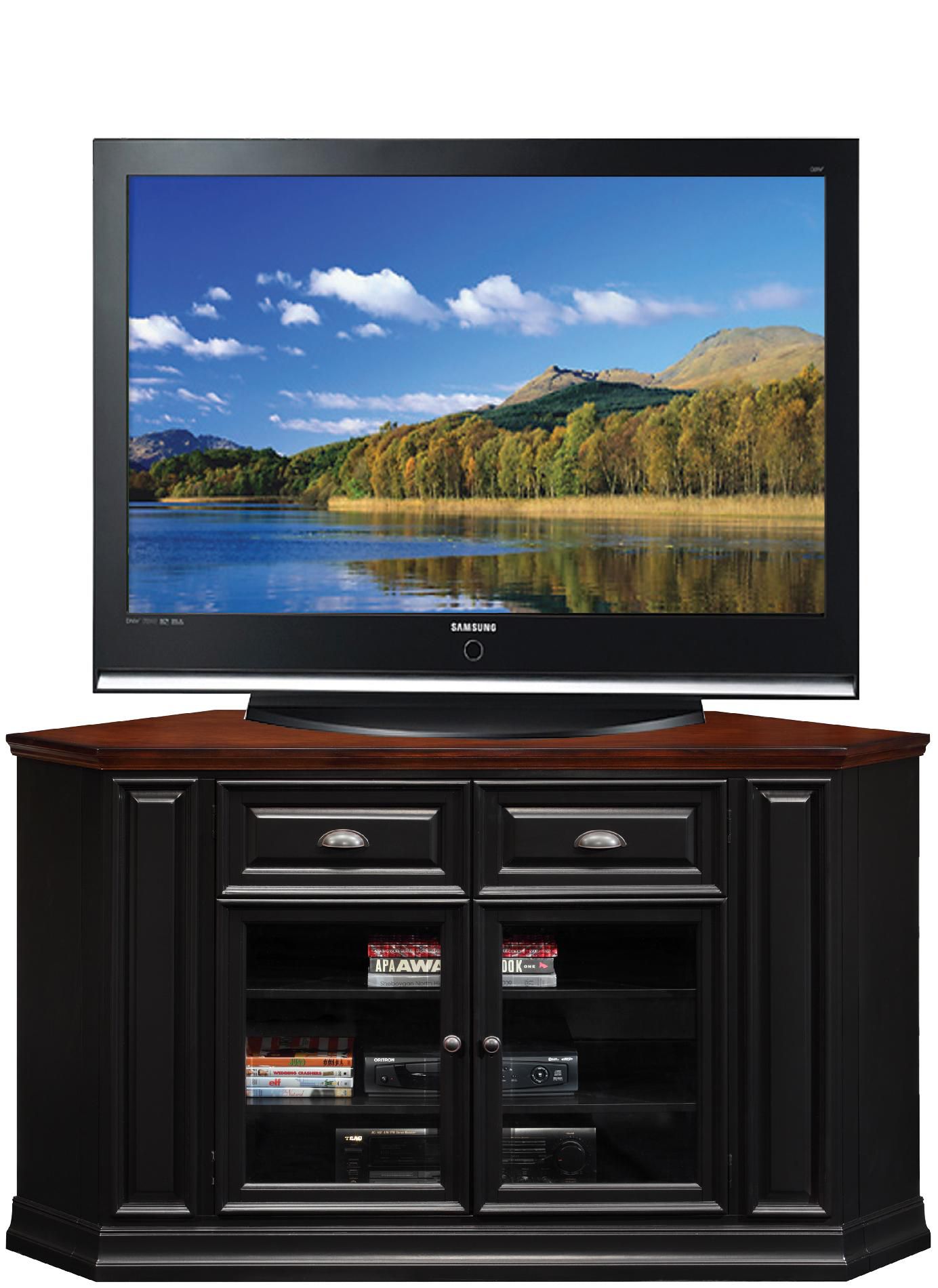 62" Corner TV Stand/Tall - Black and Cherry Finish - Home - Furniture 