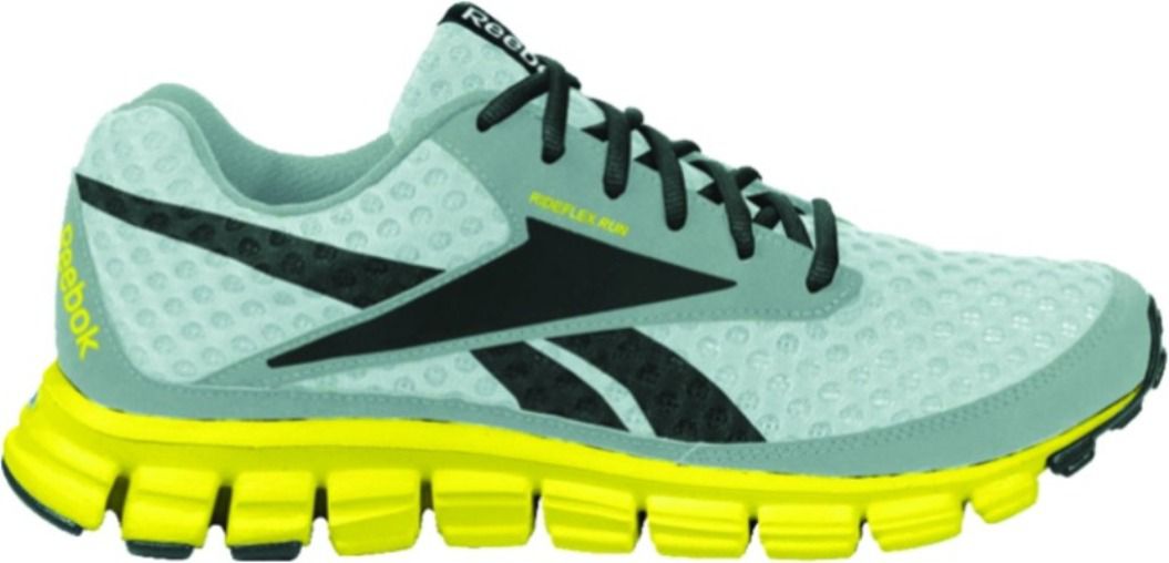 Reebok Mens SmoothFlex CushRun Running Athletic Shoe Grey/Yellow - Reebok