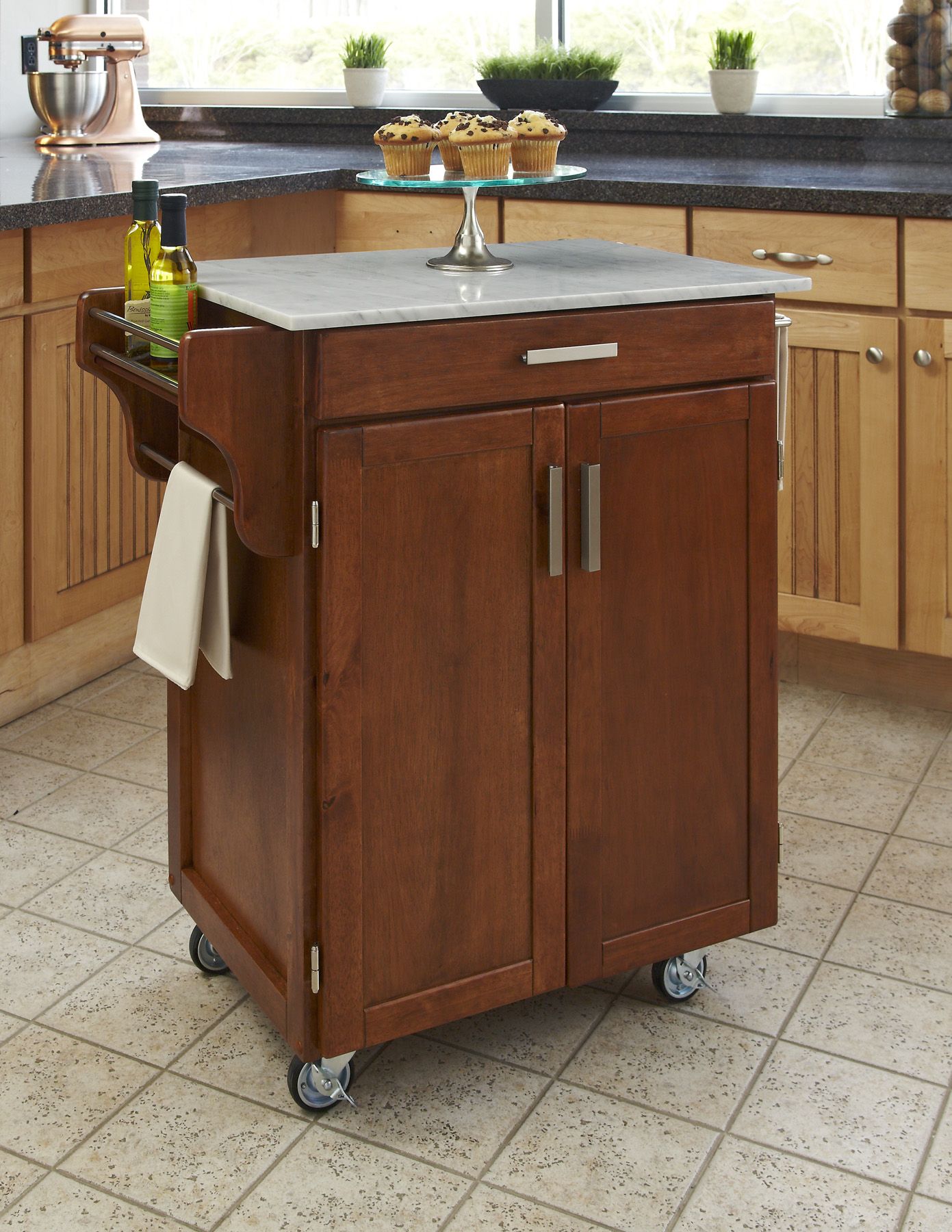 Home Styles Cuisine Cart Warm Oak Finish with Marble Top at Kmart.com
