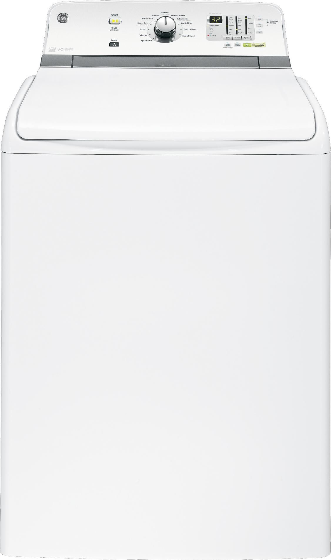 GE 4.6 cu. ft. High-Efficiency Top-Load Washer w/ Stainless Steel Basket - White 4.6 cu.ft. and greater