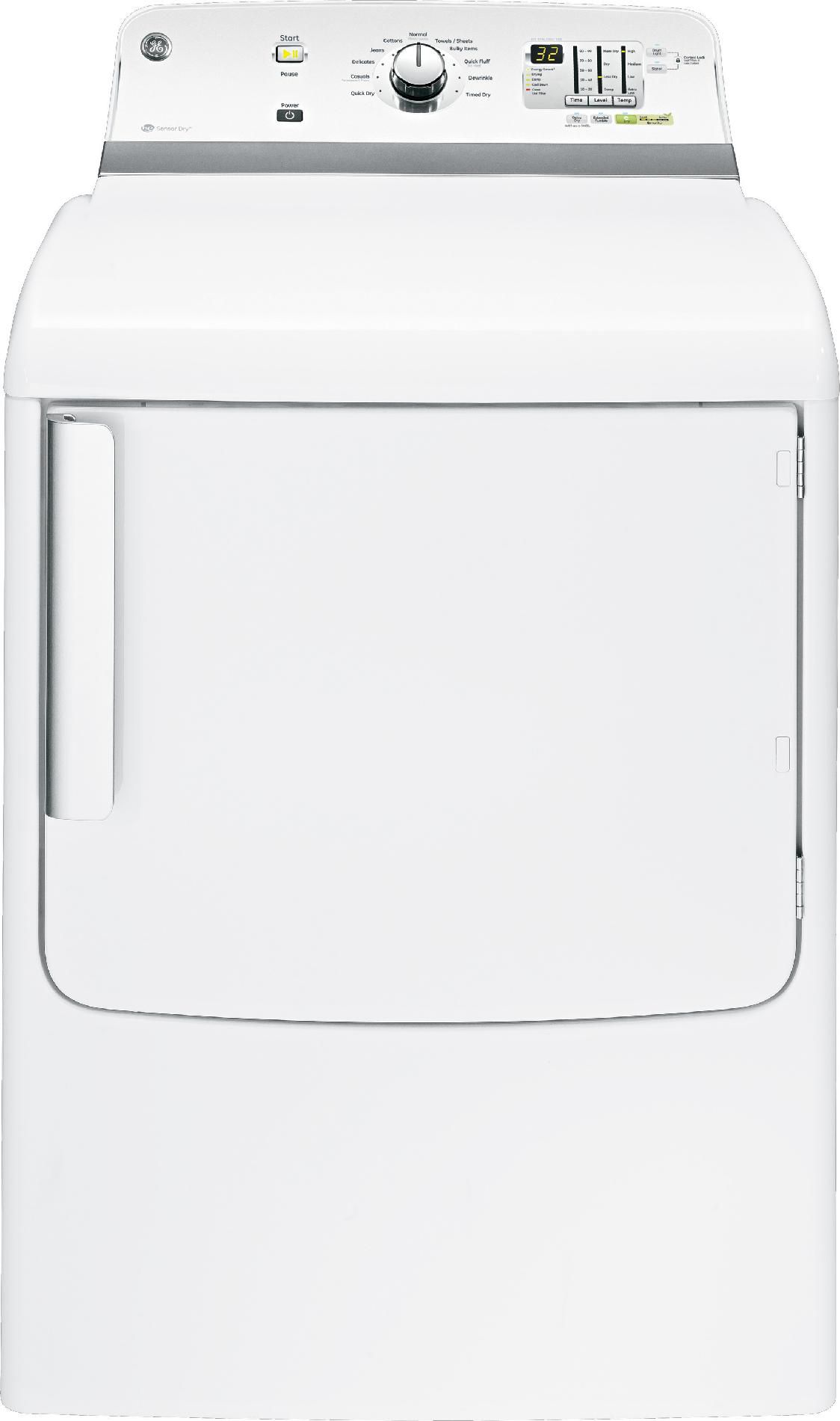GE 7.8 cu. ft. Electric Dryer - White 7.0 cu. ft. and greater