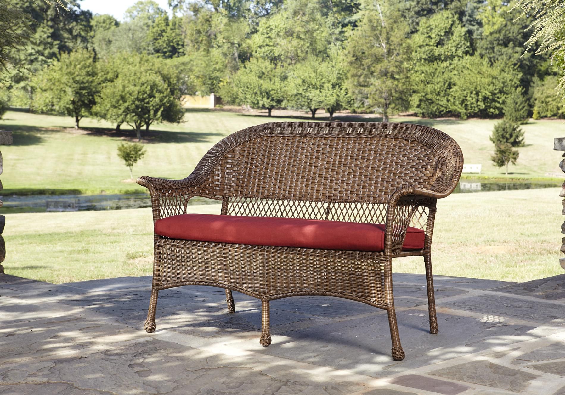 kmart.com deals on Garden Oasis Fox River Stackable Wicker Loveseat Brown w/Red Cushion