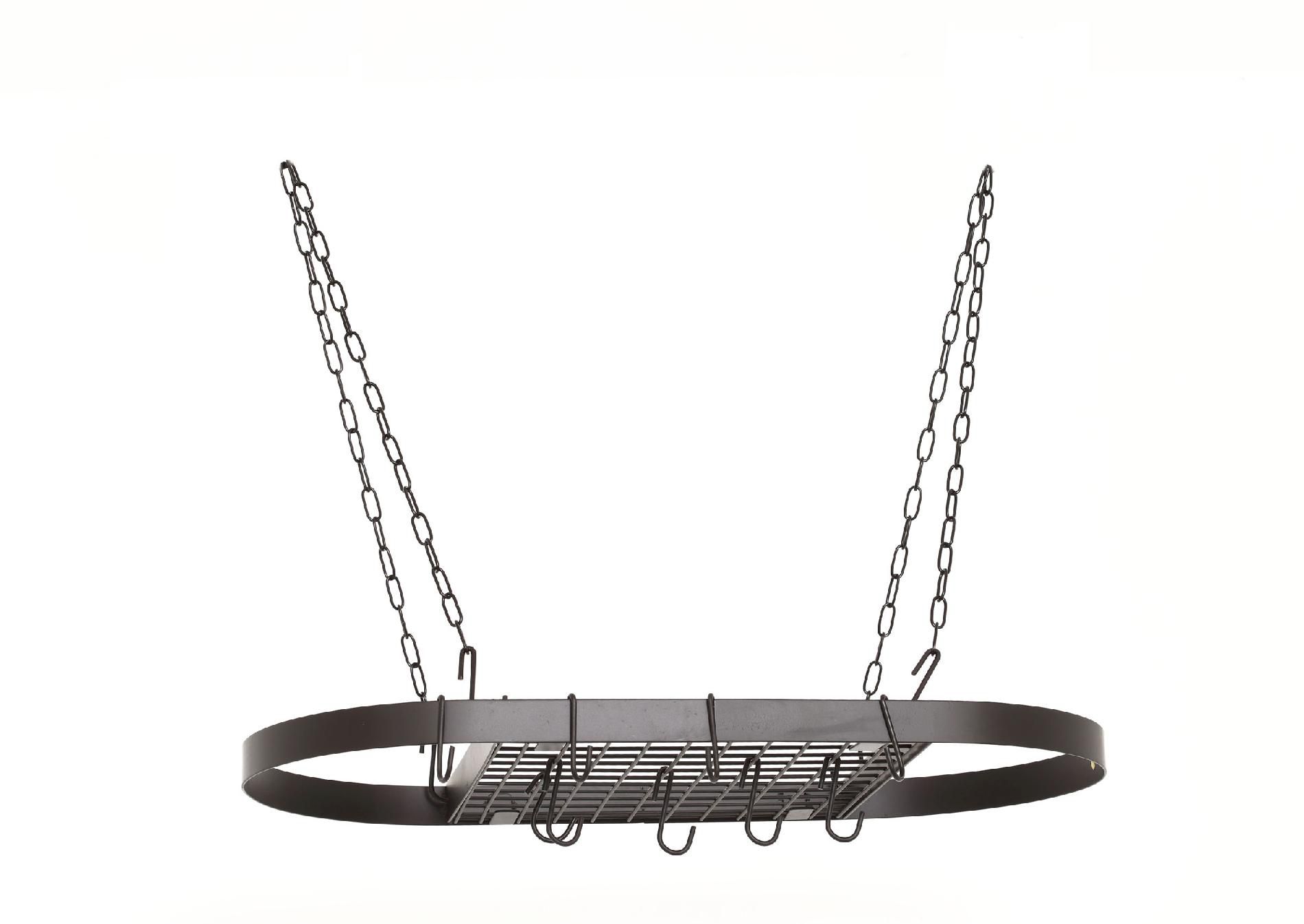 Old Dutch 32½” x 17” Oval Matte Black Hanging Pot Rack,12 Hooks/Chain at Sears.com
