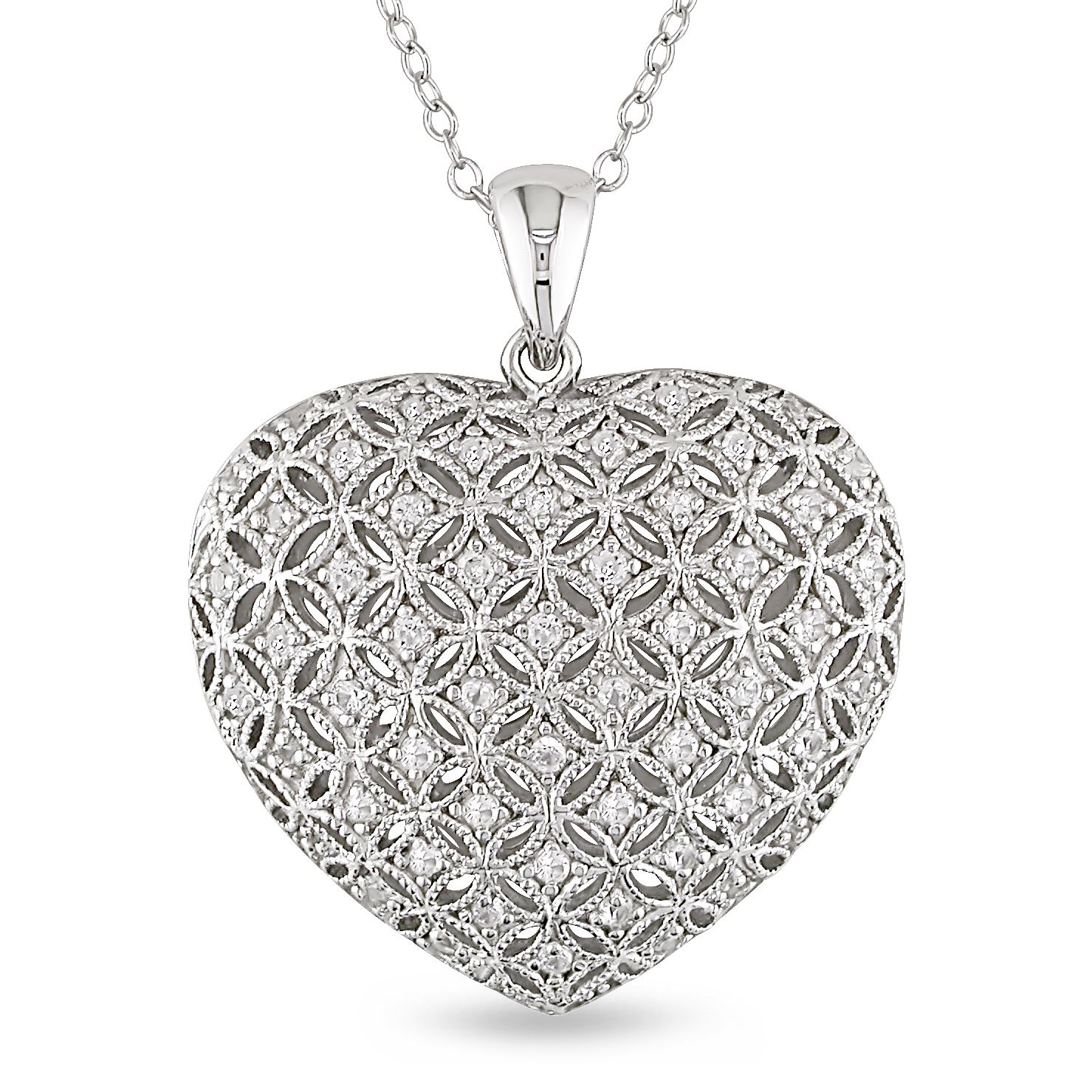 Sterling Silver 1/2 CT TGW Created White Sapphire Heart Pendant With Chain