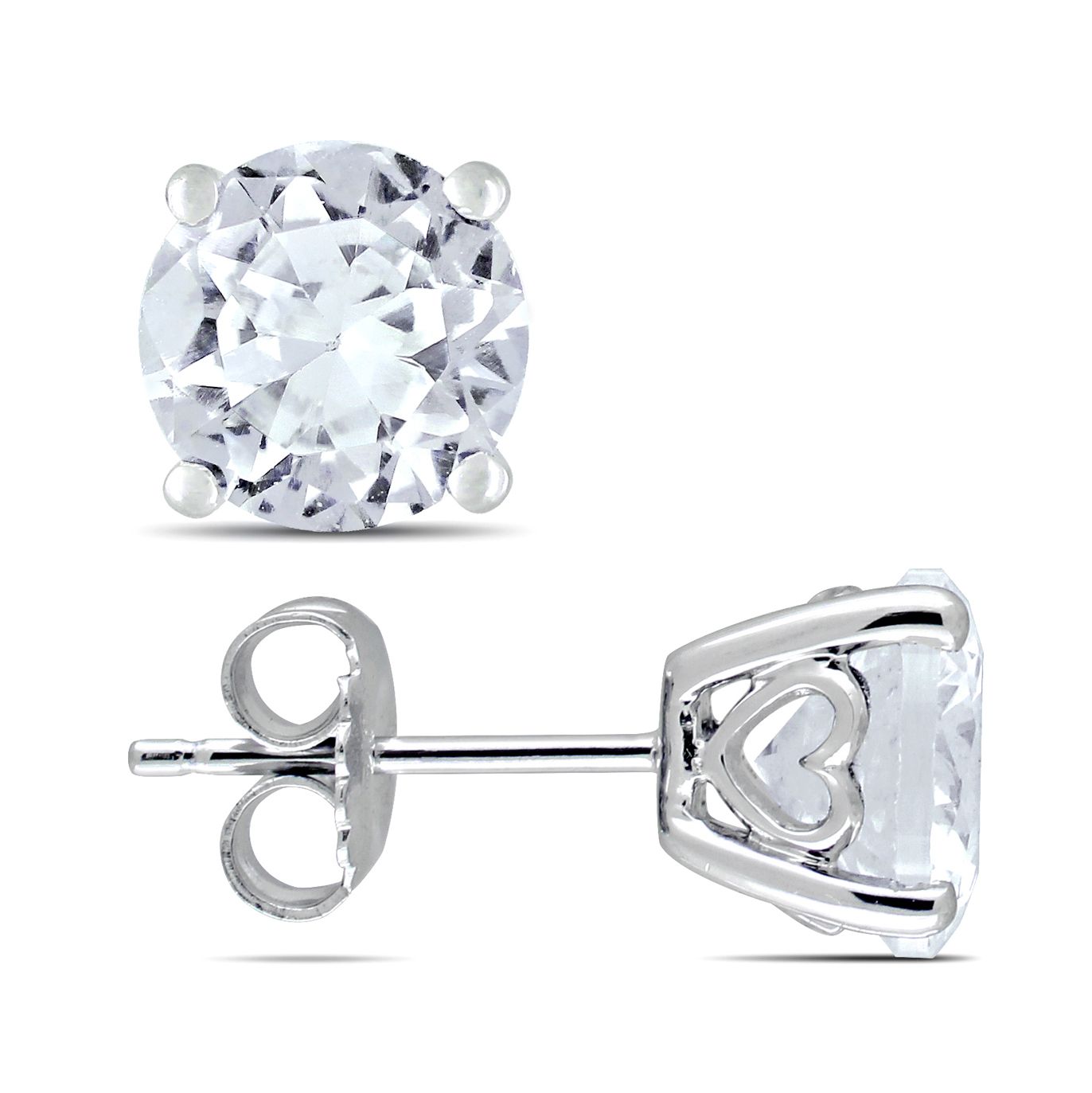 Sterling Silver 4 4/5 CT TGW Created White Sapphire Stud Earrings