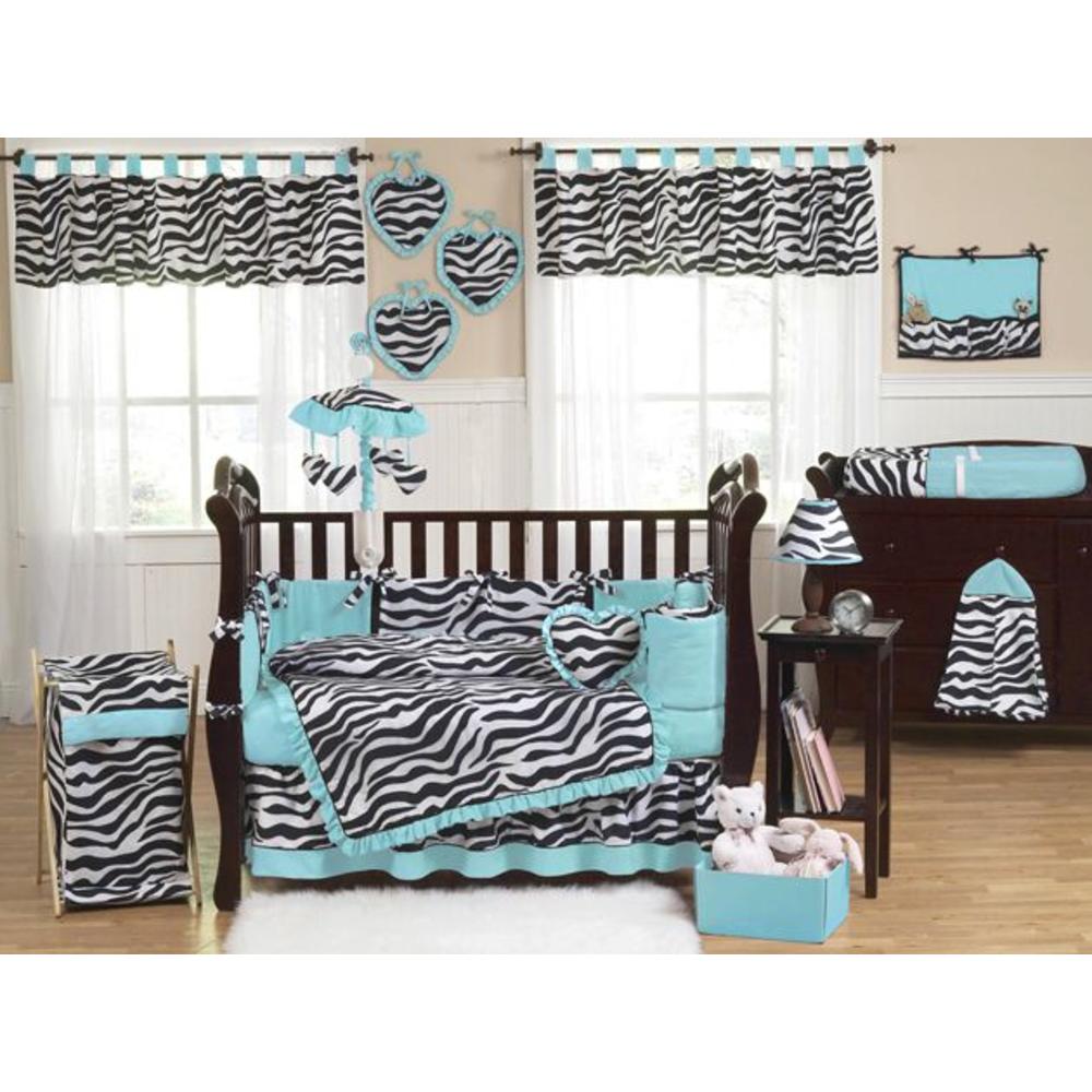 Sweet Jojo Designs Zebra Turquoise Collection Decorative Pillow