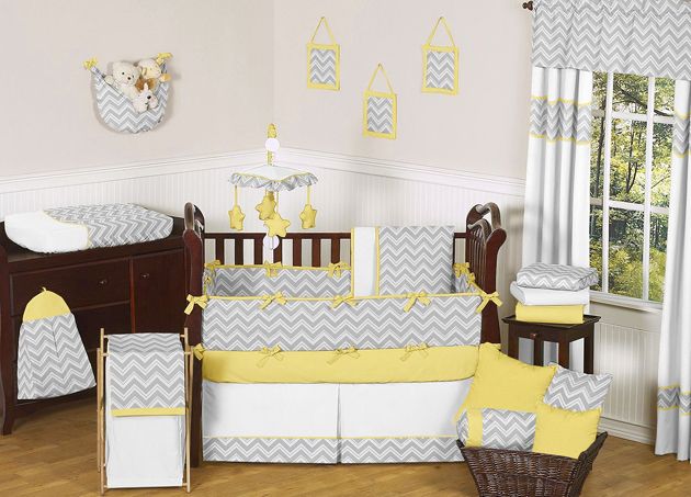 Sweet Jojo Designs Zig Zag Yellow and Gray Collection 9pc Crib Bedding Set at Sears.com