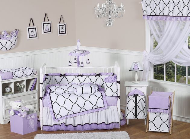 Sweet Jojo Designs Princess Black, White and Purple Collection 9pc Crib Bedding Set at Kmart.com