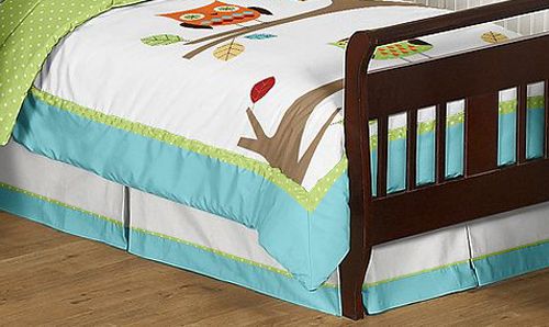 Sweet Jojo Designs Hooty Turquoise and Lime Collection Toddler Bed Skirt at Sears.com
