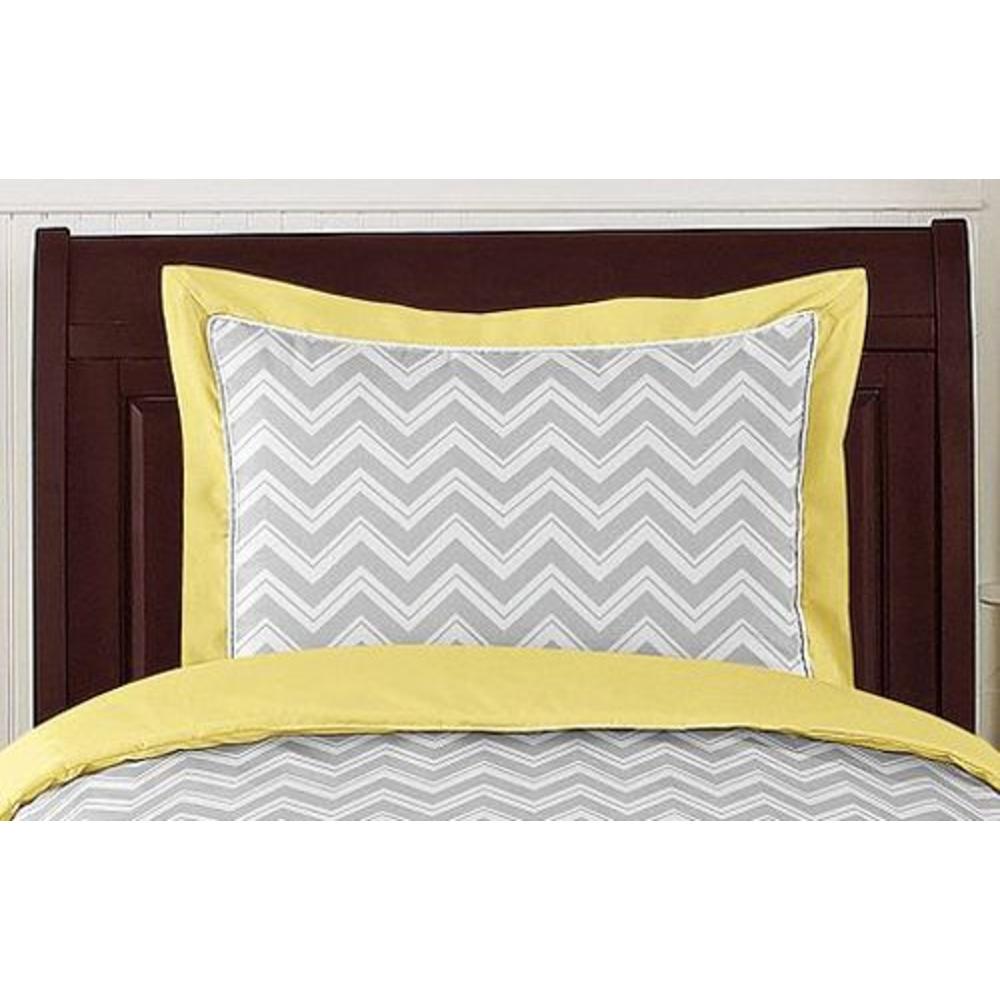 Sweet Jojo Designs Zig Zag Yellow and Gray Collection Standard Pillow Sham