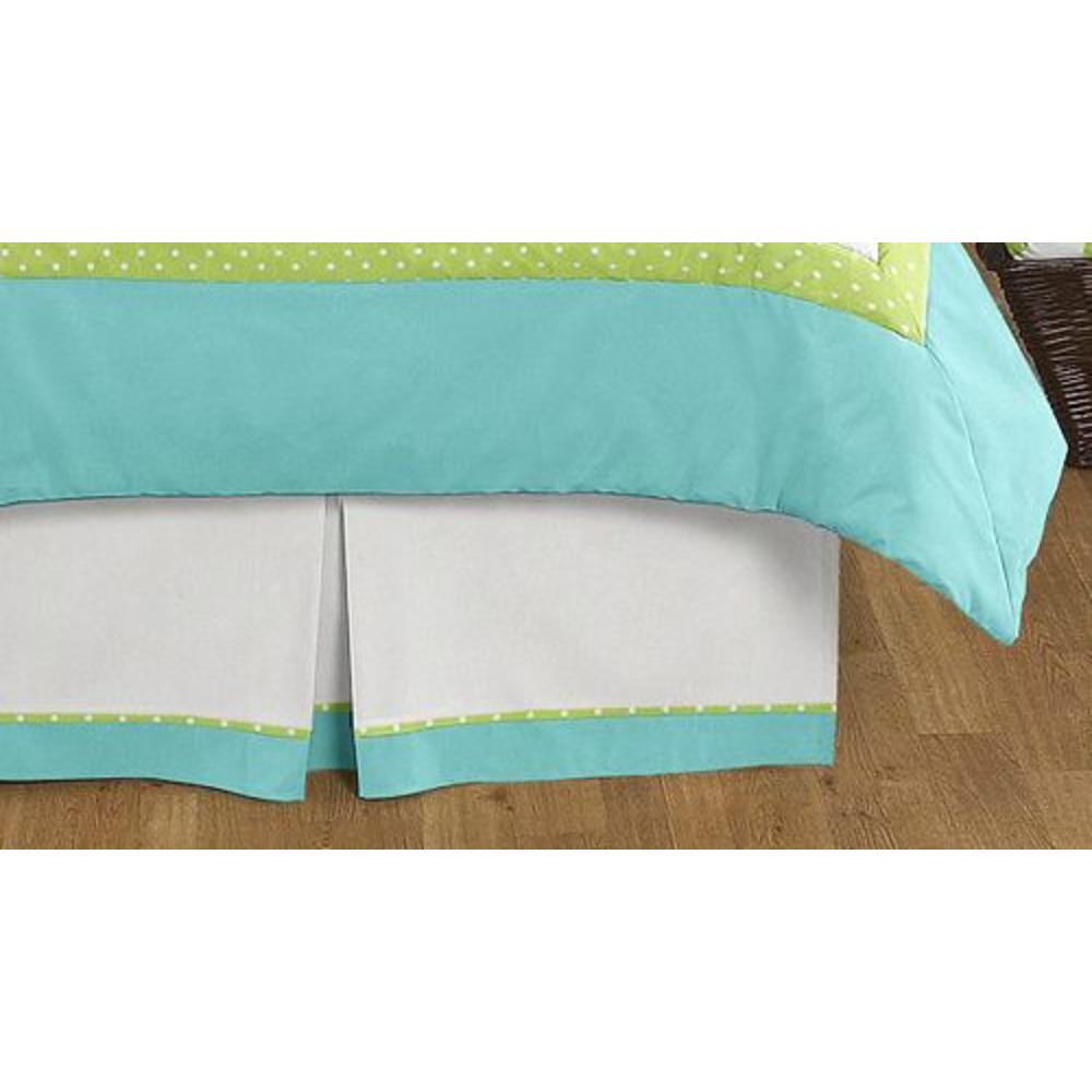 Sweet Jojo Designs Hooty Turquoise and Lime Collection Queen Bed Skirt