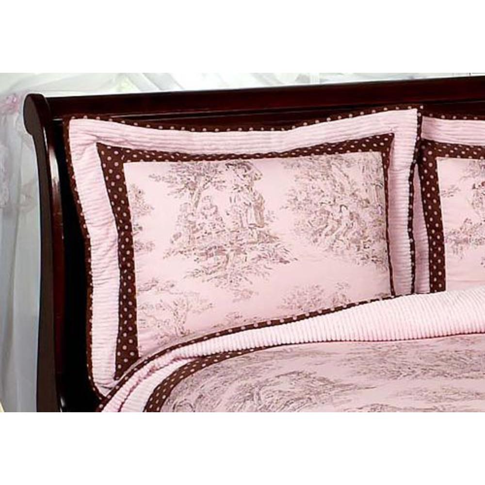 Sweet Jojo Designs Pink and Brown Toile Collection Standard Pillow Sham