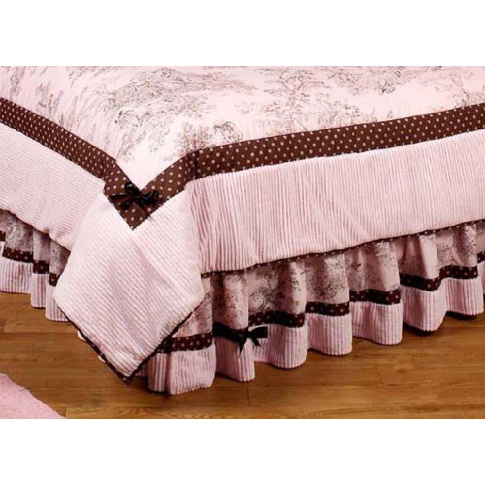 Sweet Jojo Designs Pink and Brown Toile Collection Queen Bed Skirt