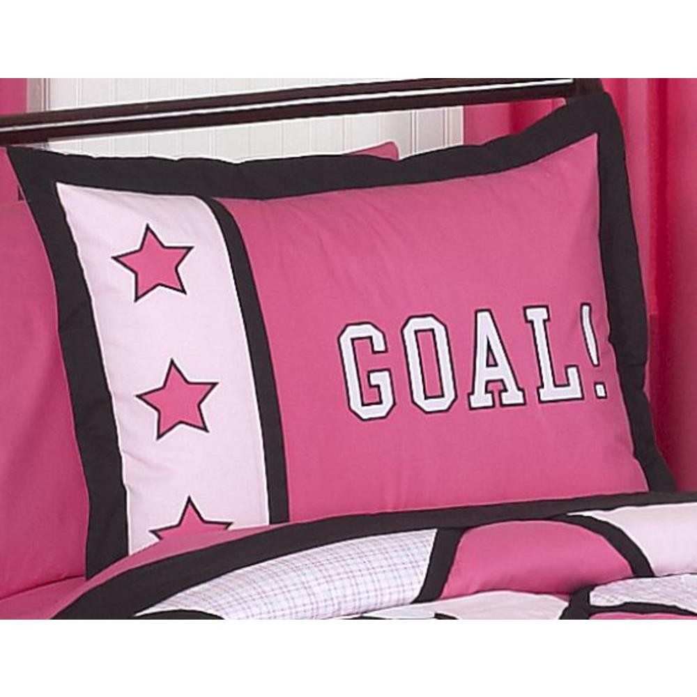 Sweet Jojo Designs Soccer Pink Collection Standard Pillow Sham