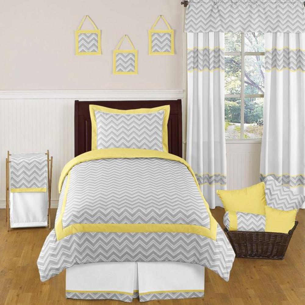 Sweet Jojo Designs Decorative Chevron Pillow for Gray and Yellow Zig Zag Collection