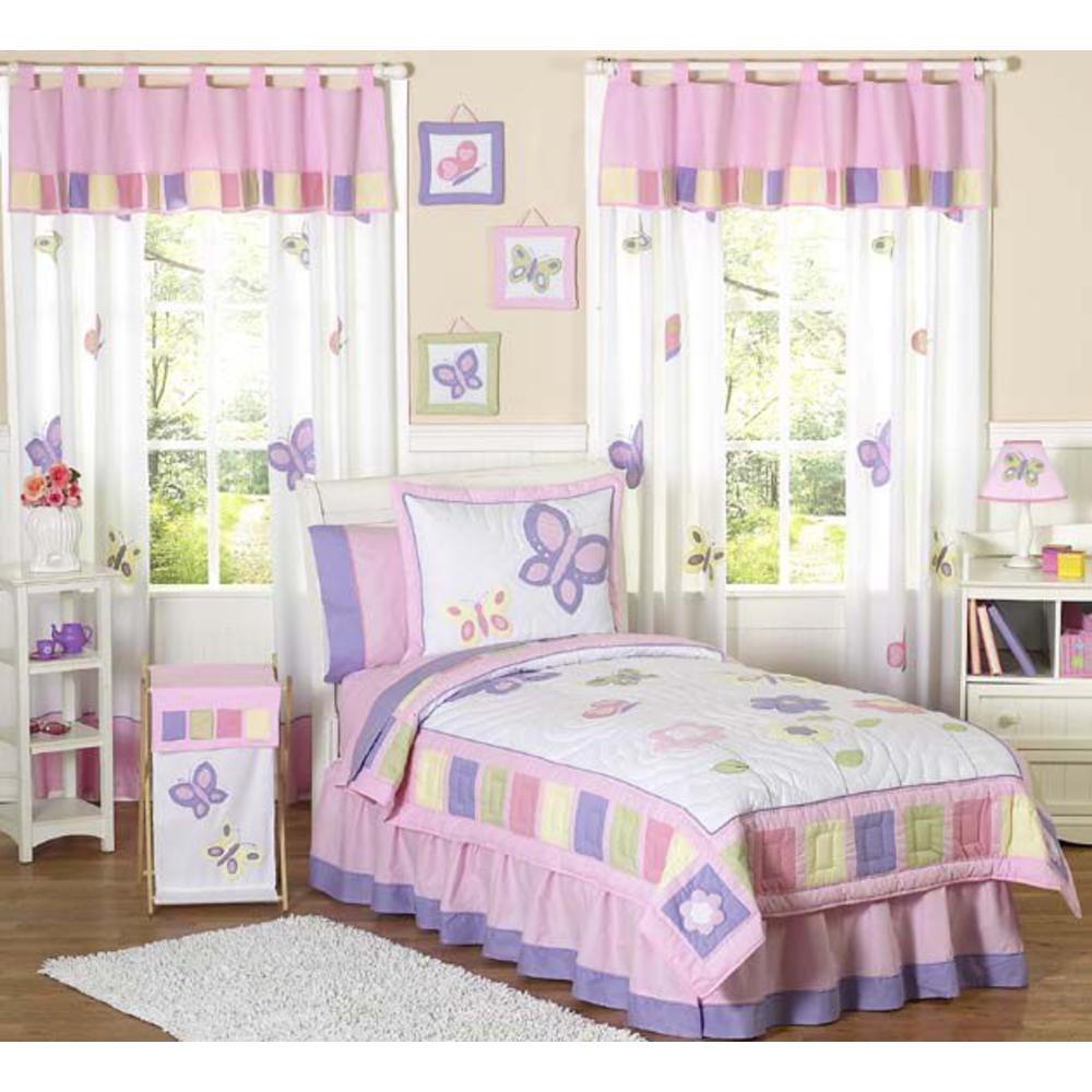 Sweet Jojo Designs Butterfly Pink and Purple Collection Queen Bed Skirt