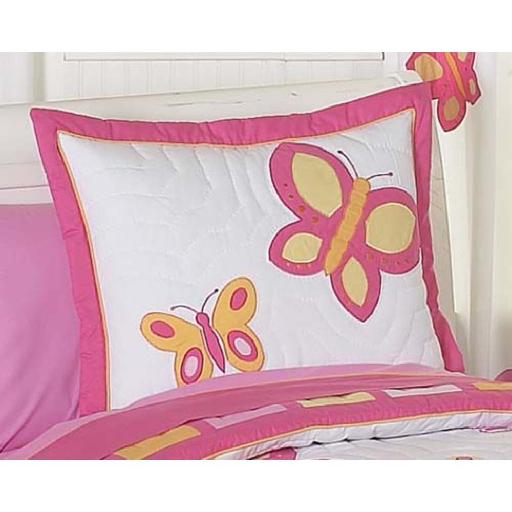 Sweet Jojo Designs Butterfly Pink and Orange Collection Standard Pillow Sham