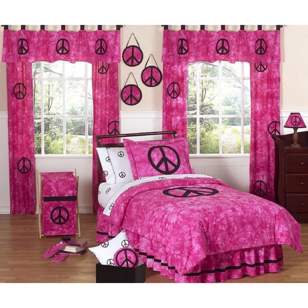 Sweet Jojo Designs Peace Pink Collection Queen Bed Skirt